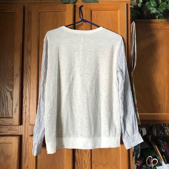 J Crew Scoop Neck Heather Nautical Striped Combo Pullover Sweatshirt - M - Picture 7 of 11